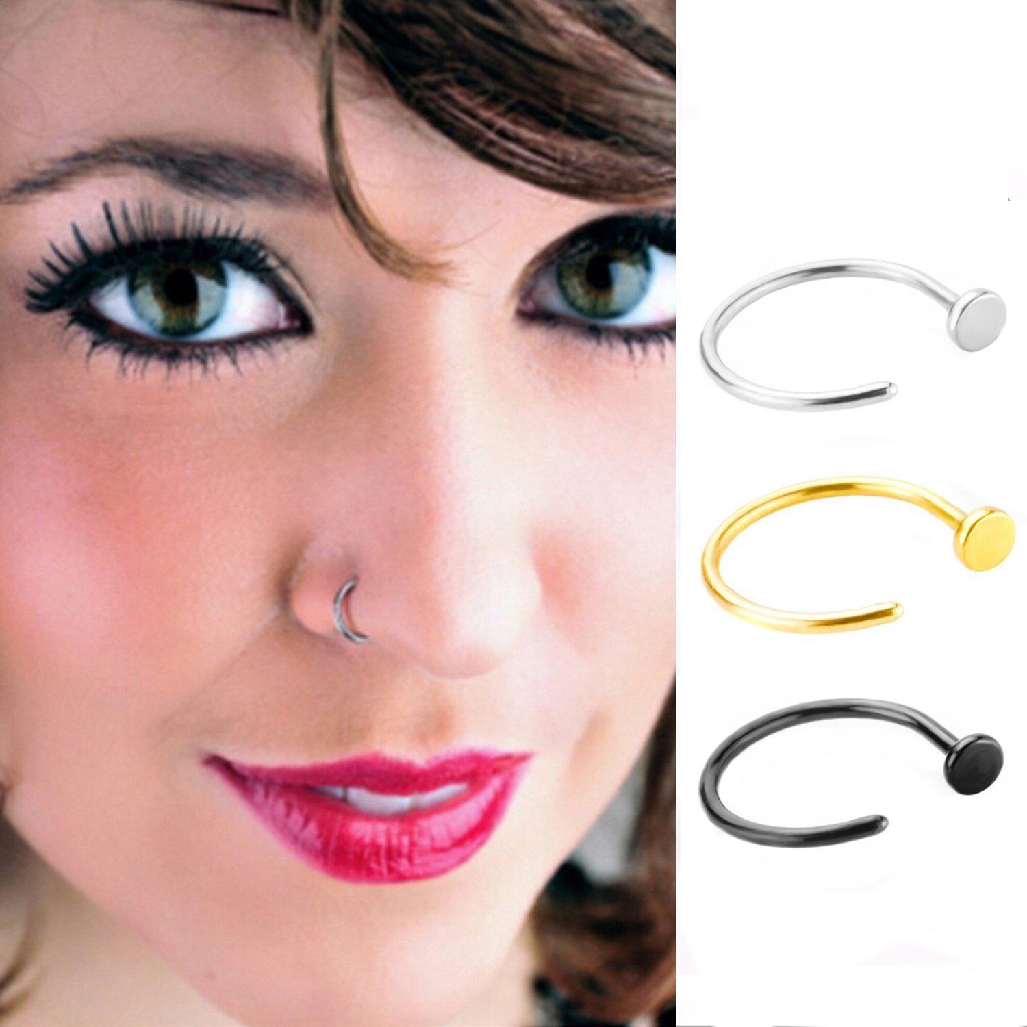3-7pack Stainless Steel Nose Ring Hoop Piercing Body Jewelry as described
