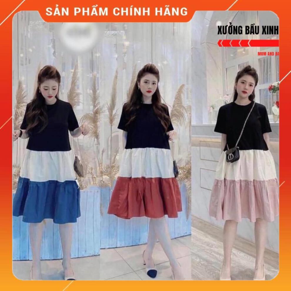 Đầm bầu thời trang thiết kế chất cotton 100% freesize từ 45 đến 70kg