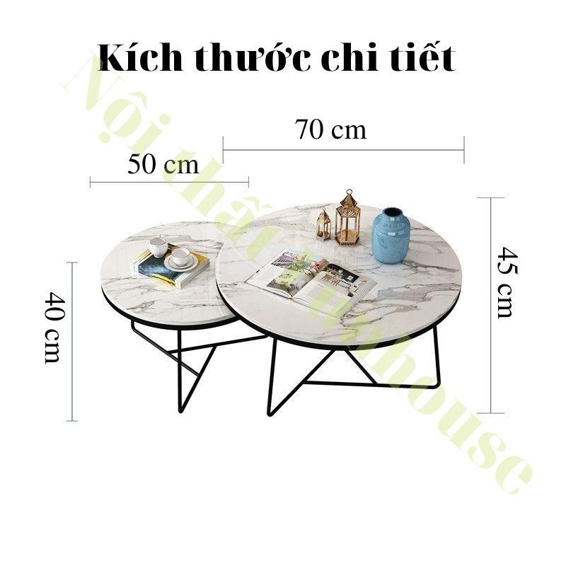 Bàn trà Funhouse mặt đá vân mây, khung thép sơn tĩnh điện cao cấp. Bàn sofa phong cách Bắc Âu - A14