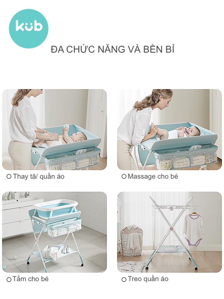 Bàn Thay Tã Cho Bé, Gấp Gọn, Nhiều Túi Đựng Bên Cạnh Và Giá Đựng Đồ Bên Bàn