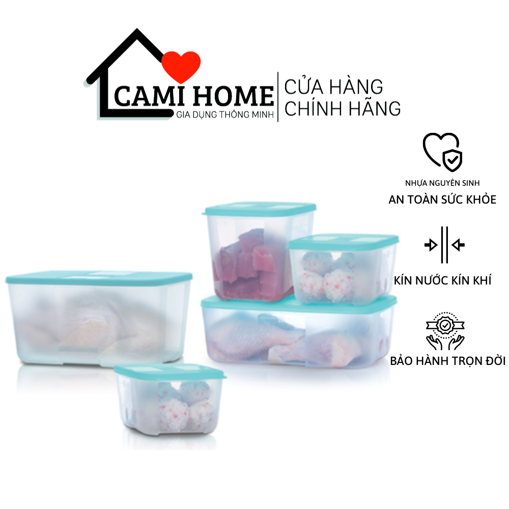 Bộ trữ đông Paradise Tupperware (5 hộp), kích thước đa dạng, có hộp 2.3L size to, phù hợp bảo quản nhiều loại thực phẩm khác nhau