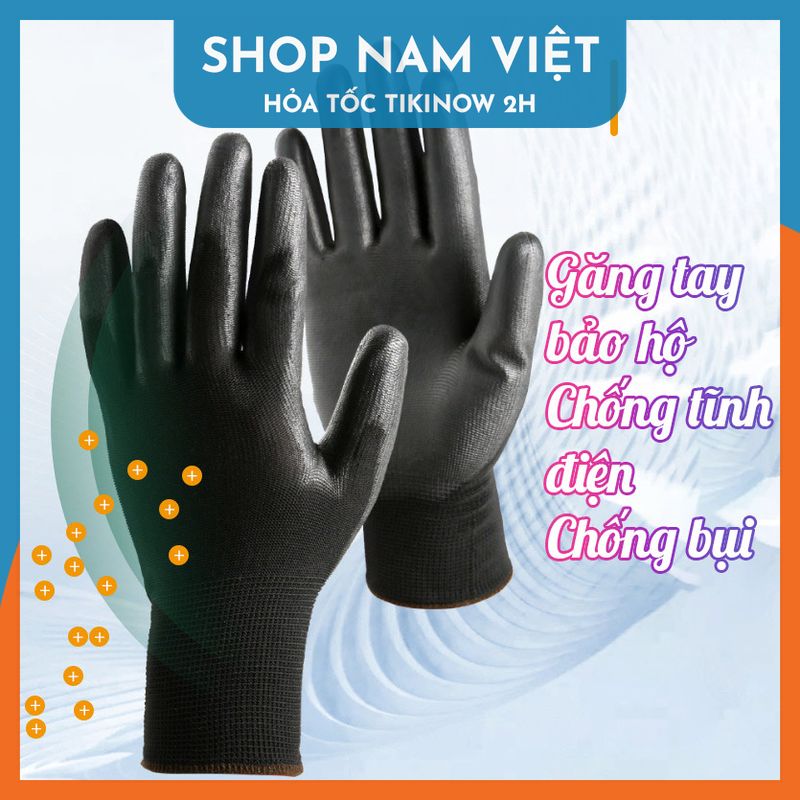 Găng Tay Làm Vườn Phủ PU Chống Tĩnh Điện, Chống Bụi, Chống Trượt