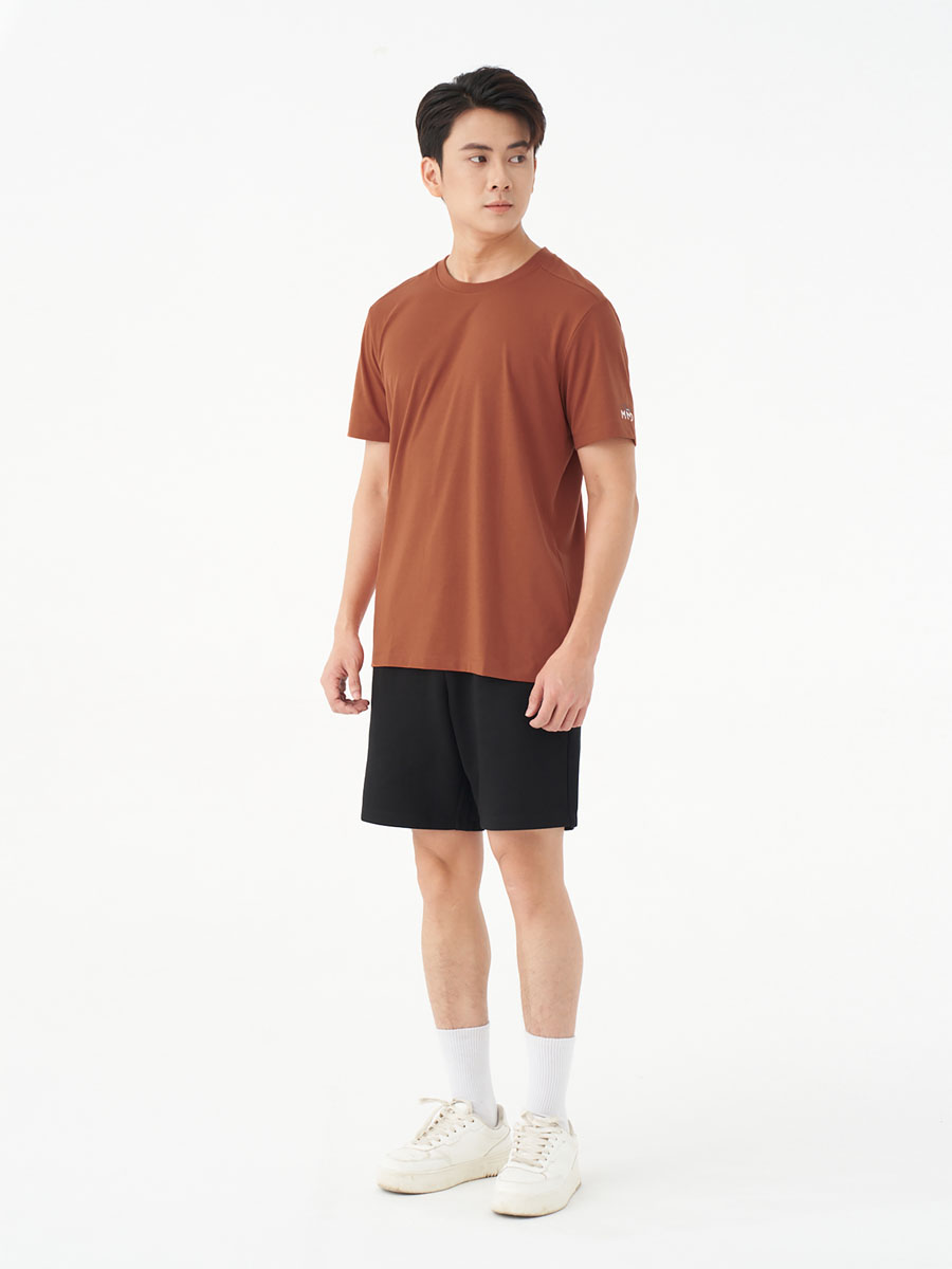 Áo Thun Nam MIND Tay Ngắn Cổ Tròn 5S FASHION, Trơn Basic,Tay In Chữ Nổi Bật, Dễ Mặc (ATS24031)