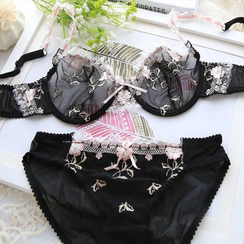 Thêu Tinh Tế Màu Hồng Sen Cực Gợi Cảm Kích Thước Lớn Đồ Lót Nữ Ren Trong Suốt Thoải Mái Áo Ngực