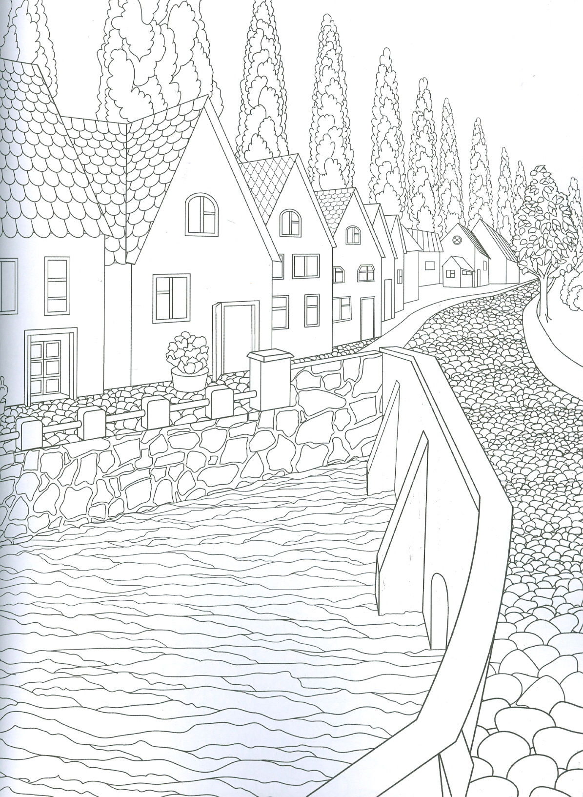 Hình ảnh Countryside - Adults Colouring Book (Sách tô màu dành cho người lớn: Nông Thôn)