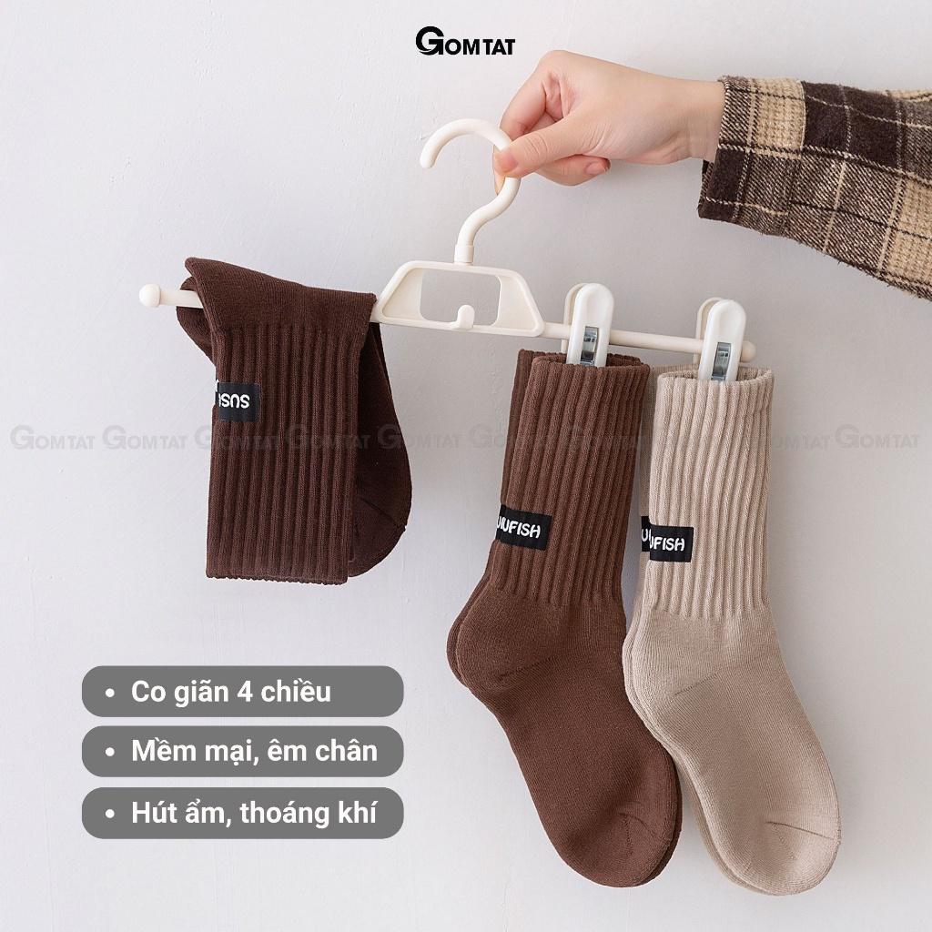 Tất vớ nam nữ cổ cao cao cấp GOMTAT màu caramen có đệm xù, chất liệu cotton mềm mại - CAOGANTAM-ZHU-6005-1DOI