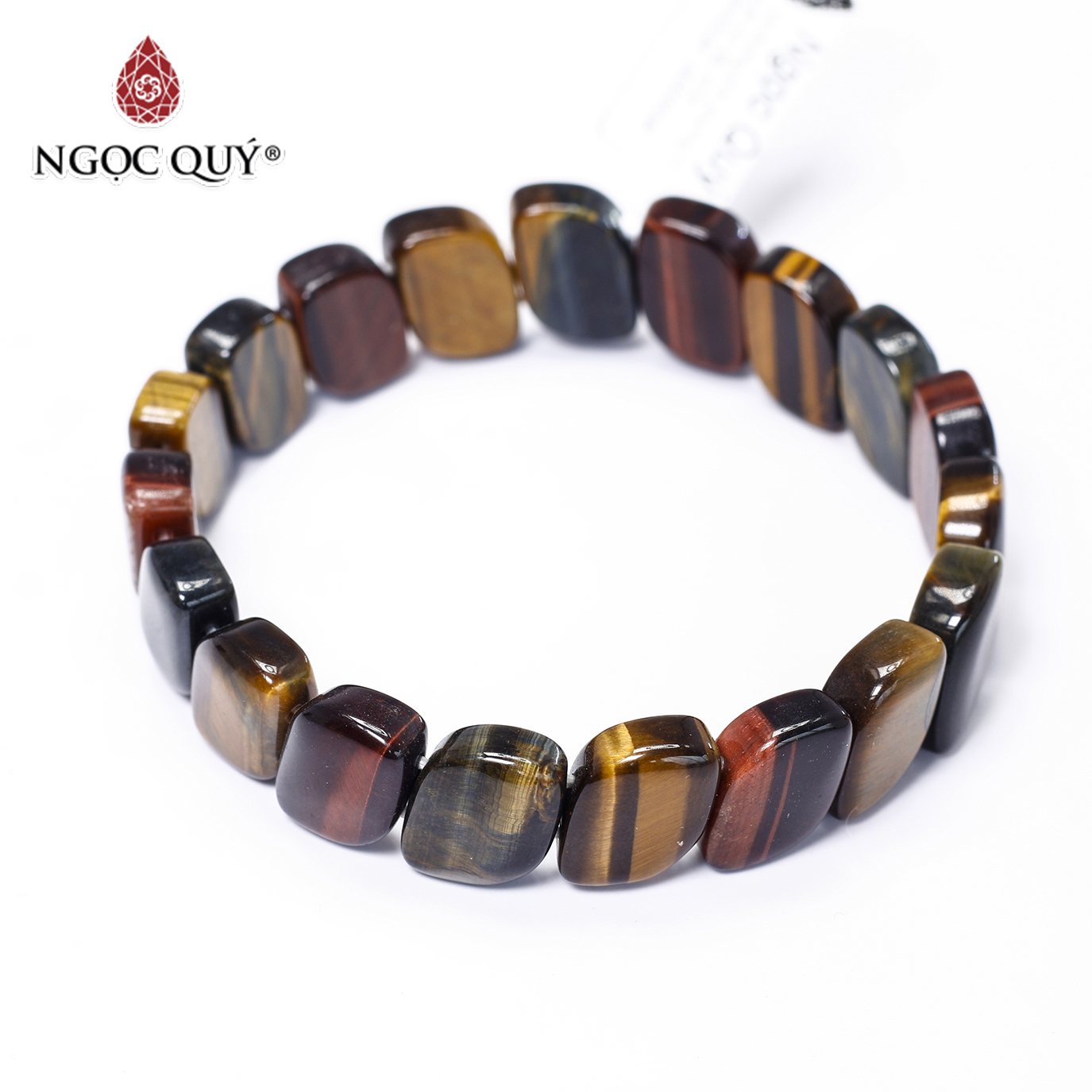 Vòng đá thạch anh mắt hổ tam tài bản 10.5x13.5mm - Ngọc Quý Gemstones