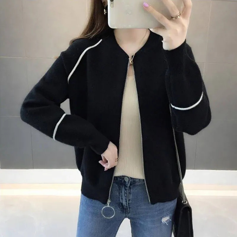 Áo khoác cardigan nữ dáng ngắn có khoá kéo len mềm mại phong cách Hàn Quốc freesize dưới 63kg