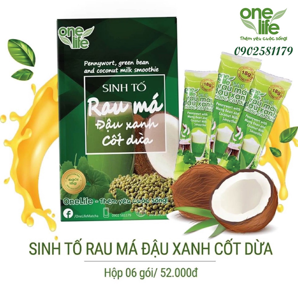 Sinh Tố Rau Má Đậu Xanh Cốt Dừa OneLife (Hộp 6 gói)