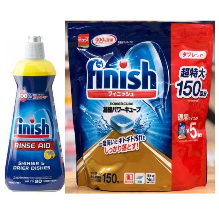 Combo Nước làm bóng Finish 400ml+ Viên rửa chén Finish 150 viên