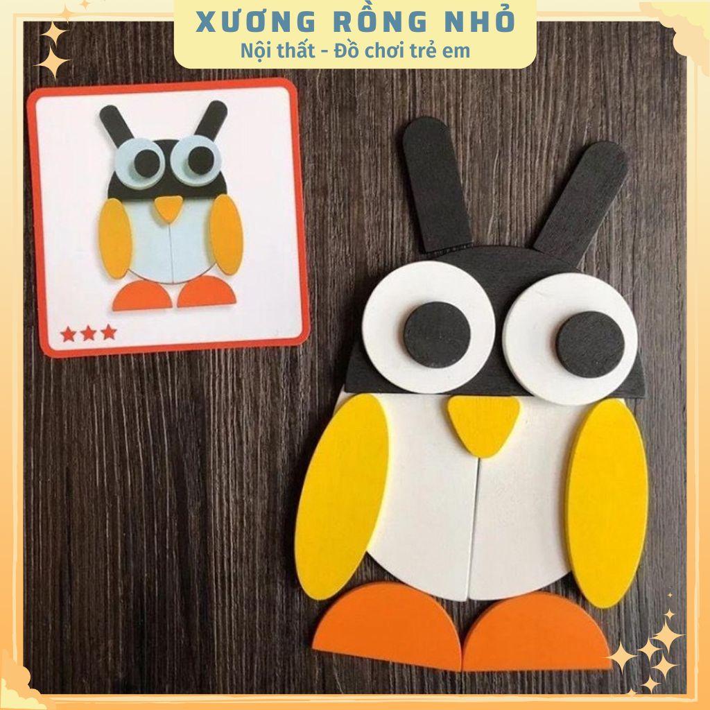 Giáo cụ gỗ - Đồ chơi gỗ ghép hình con vật phát triển tư duy cho bé