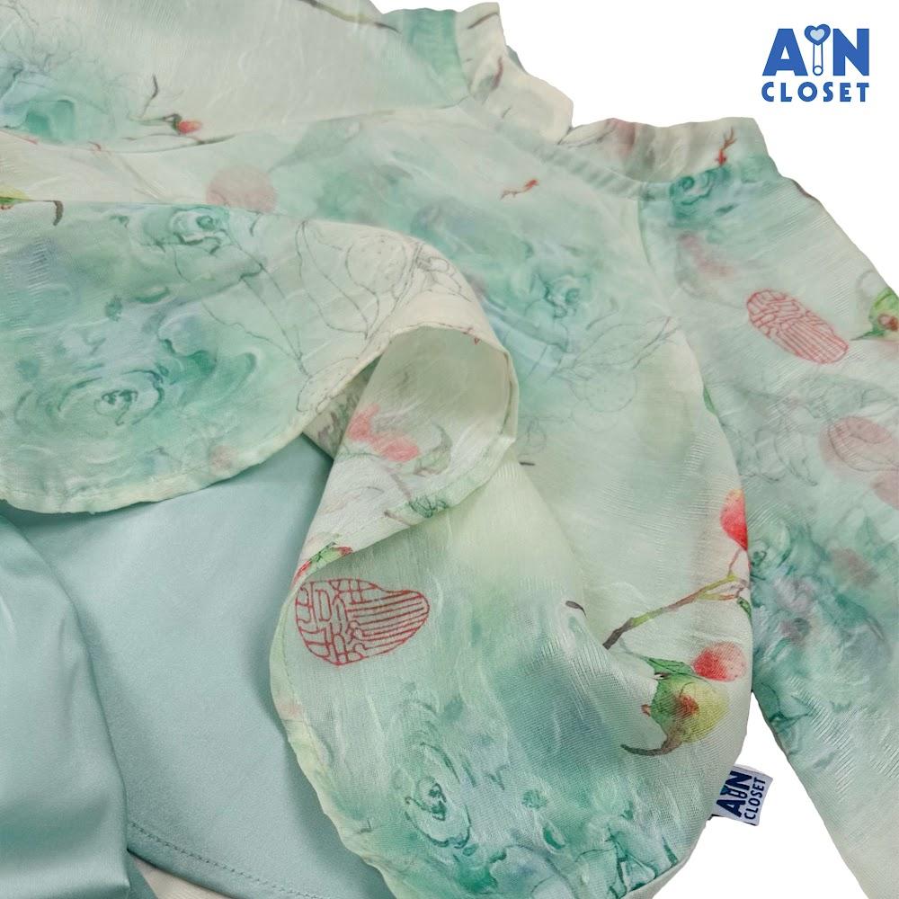 Bộ quần áo Pháp Phục Dài tay lỡ bé gái hoạ tiết Thanh Mai Lụa Xanh - AICDBGPEVXPM - AIN Closet