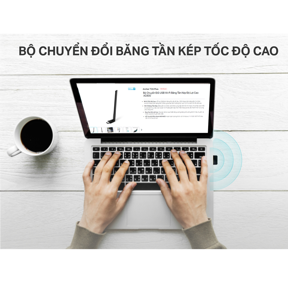 Hình ảnh Bộ Chuyển Đổi USB Wifi TP-Link Archer T2U Plus Công Suất Cao AC600 - Hàng Chính Hãng