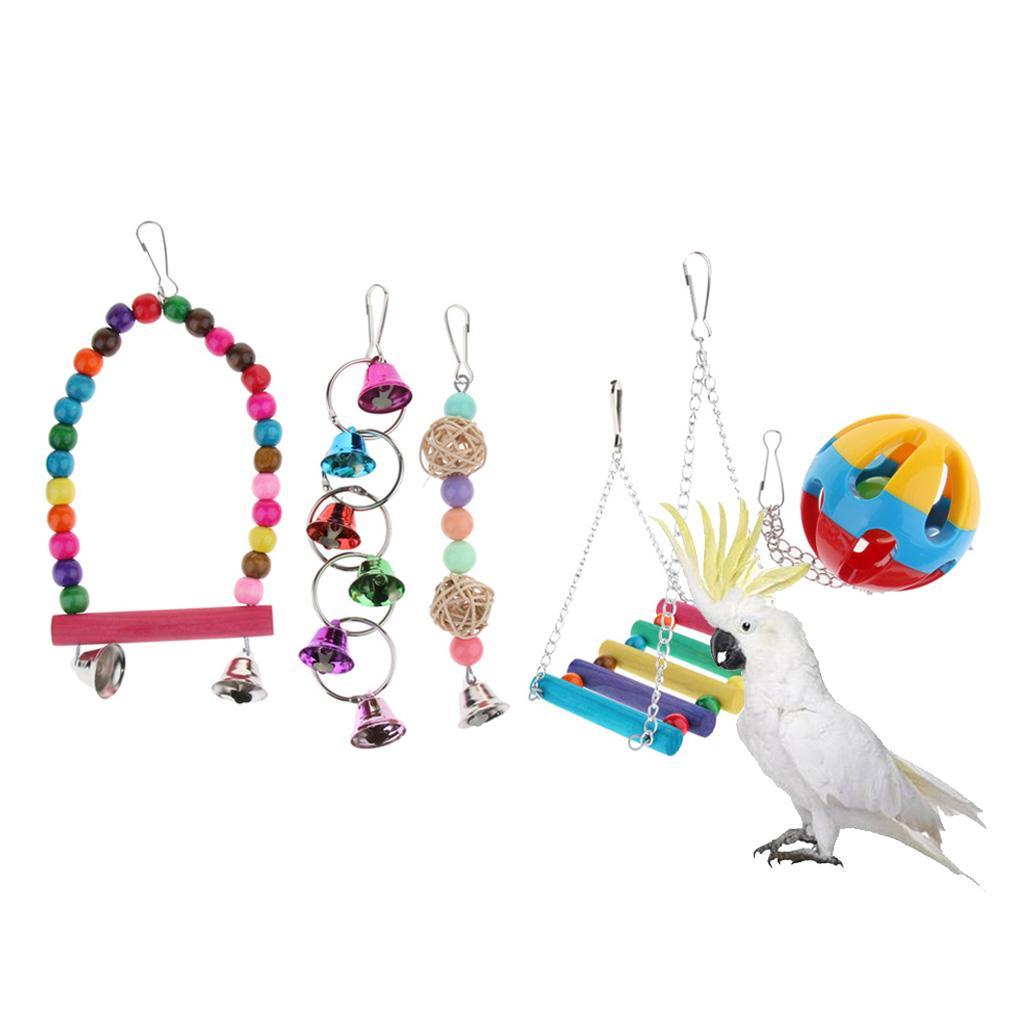 5PCS Parakeet Bird Toys Bird Perches Swing Toys Bridge Toys for Parakeets