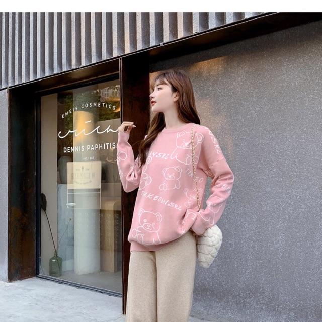 Áo len gấu hồng cho con bú ️ẢNH THẬT SHOP CHỤP