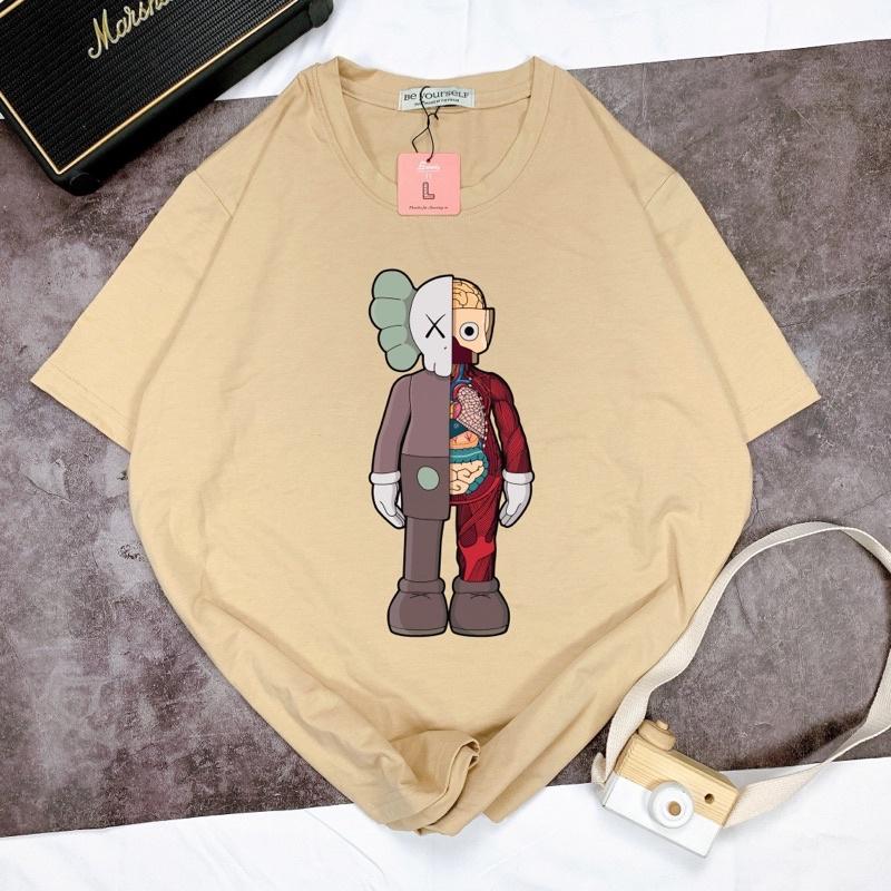 Áo Thun Tay Ngắn UNISEX in Decal KAWS - Hình chụp thật - Số đo ở cuối