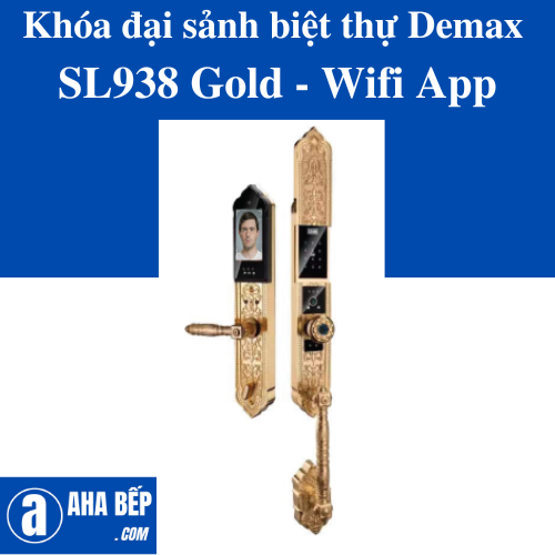 Khóa đại sảnh biệt thự Demax SL938 Gold - APP WIFI. Hàng Chính Hãng