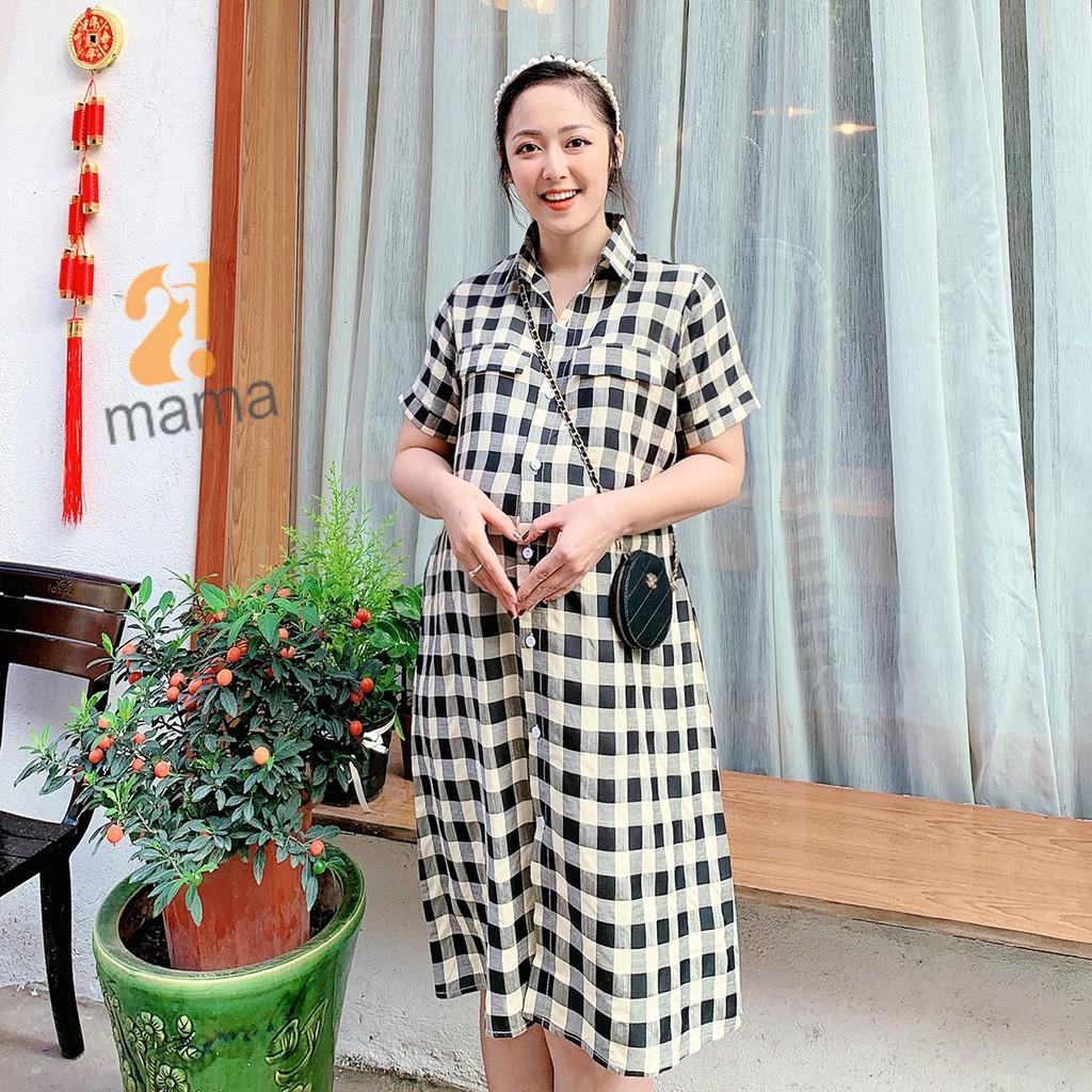Váy bầu sơ mi kẻ cộc tay MÙA HÈ 2021 -