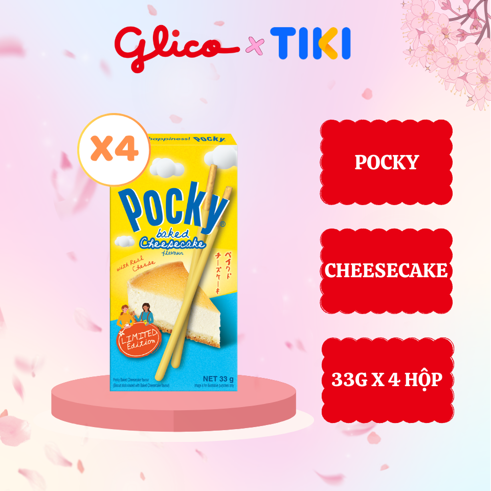Combo 4 hộp Bánh que Glico Pocky vị bánh nướng phô mai 33gr (Limited Edition)