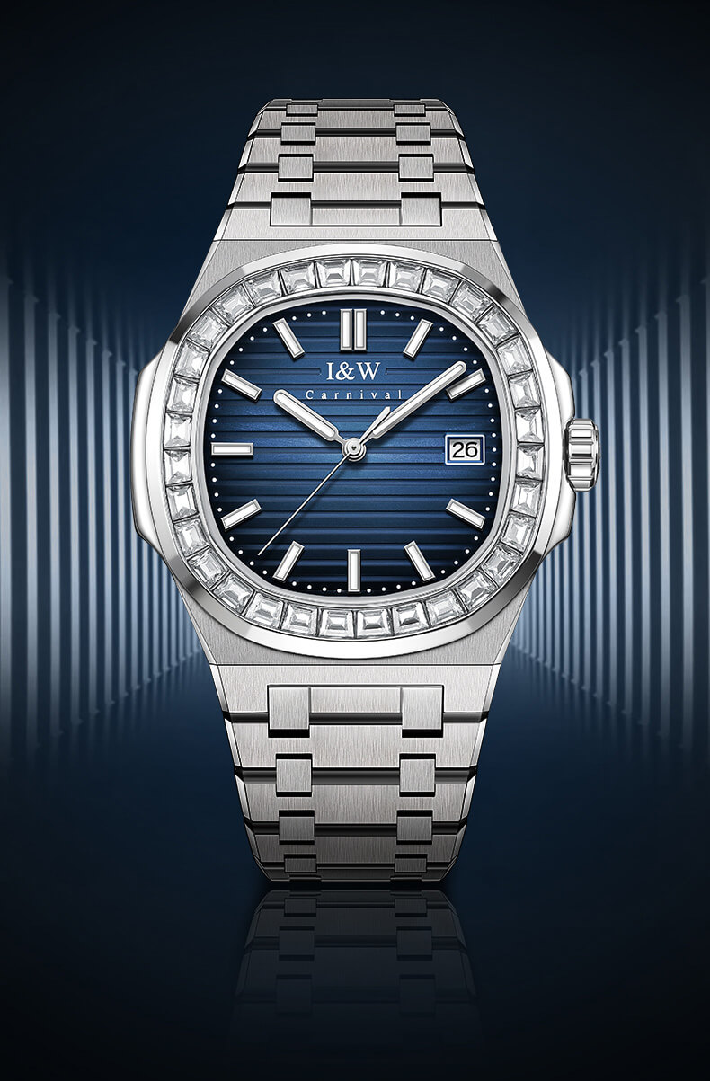 Đồng hồ nam chính hãng IW CARNIVAL IW721G-1 Kính sapphire ,chống xước ,Chống nước 50m ,Bảo hành 24 tháng,Máy cơ ,dây kim loại thép không gỉ 316L, mặt xanh thiết kế đơn giản dễ đeo