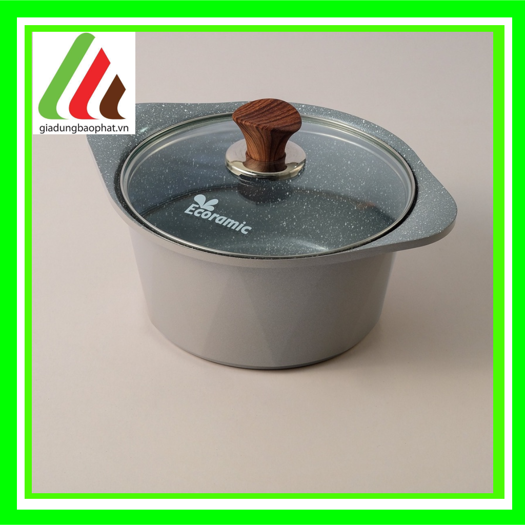 Bộ nồi chảo đúc đáy từ vân đá ecoramic Hàn Quốc cao cấp chính hãng 5 món kèm chảo đá nướng cao cấp 33cm