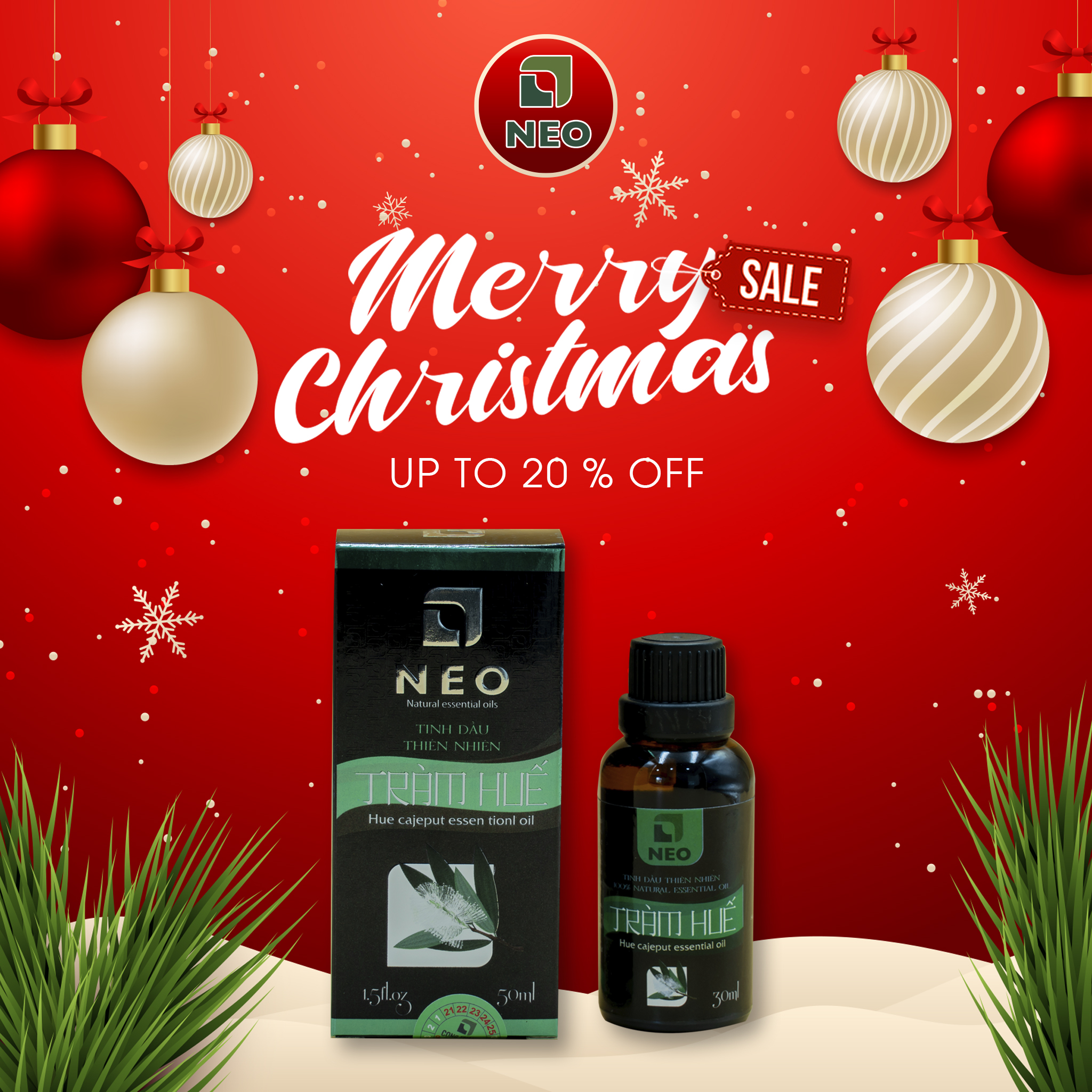 Tinh dầu thiên nhiên Tràm Huế NEO - Nguyên chất 100%, Tràm VietGAP, kháng khuẩn và chăm sóc bé yêu hiệu quả 10ml