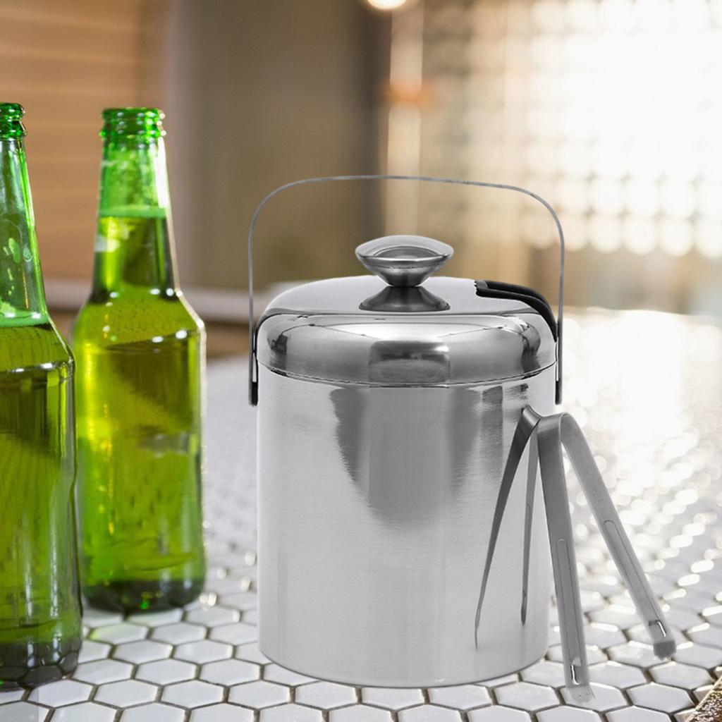 Stainless Steel Cooler Wine Beer Cool Ice Bucket With Tongs Champagne Party