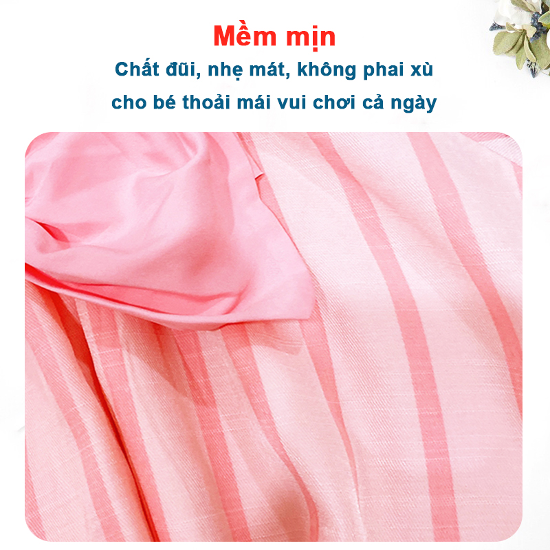 Đầm cho bé 8-24kg chất đũi mềm Baby-S, Váy 2 dây cho bé dáng xòe phối nơ mặt lưng xinh xắn – SD092