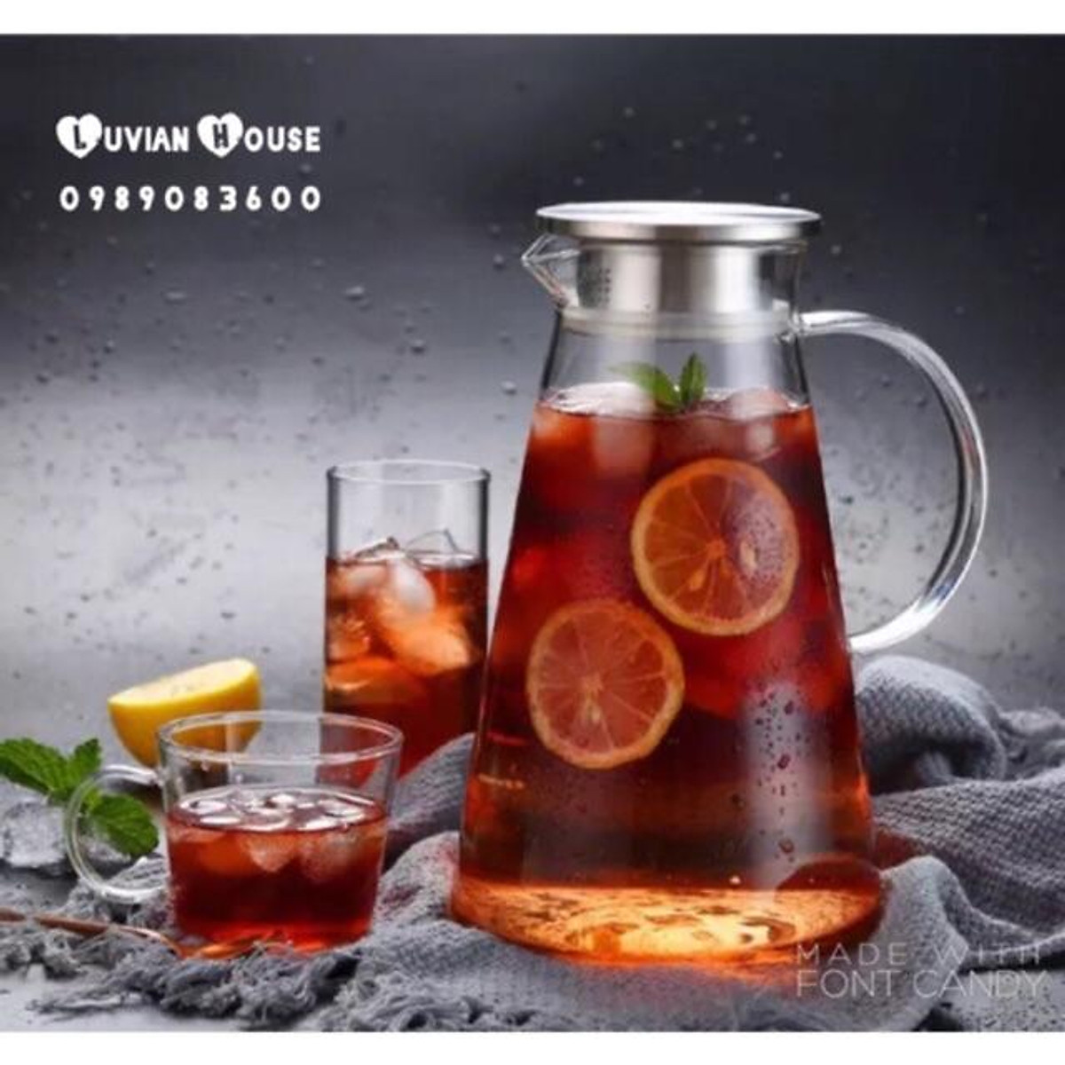 Bình nước thủy tinh chịu nhiệt 1400ml & 1800ml