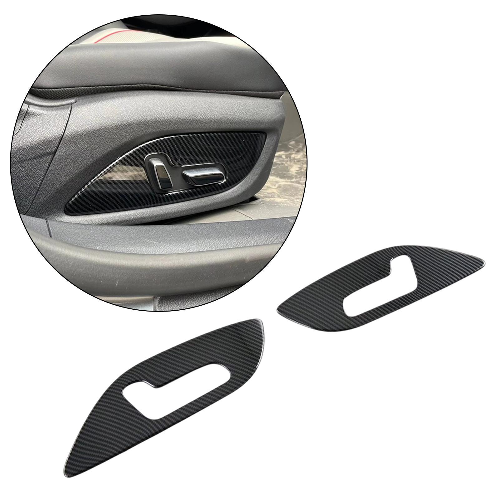 Carbon Fiber seat Adjustment Handle Button Panel Frame Stickers Decal Trims Cover for 05 Car Accessories Easy Installation