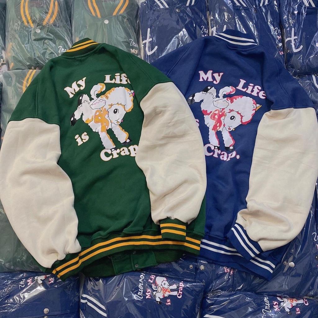 Áo Khoác Cardigan Bomber Chất Nỉ Bông My Life Is Crap/Cừu Form Rộng Unisex Nam Nữ Ulzzang, Áo Khoác Bomber 2020 form rộng Unisex chất nỉ dày dặn