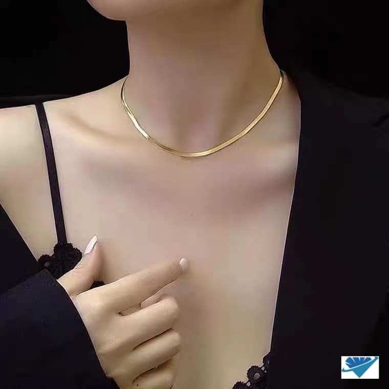 Dây chuyền nữ Choker bản dẹp chất liệu bạc Ý MS16c