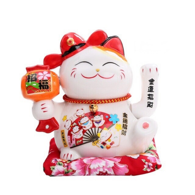 Mèo thần tài vẫy tay may mắn vượng nạp phúc chiêu tài size 16cm