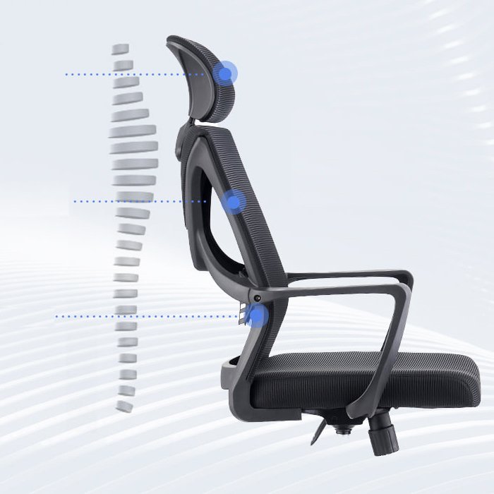 Ghế công thái học lưng lưới nệm vải có tựa đầu Ghế xoay văn phòng tăng giảm độ cao Ghế làm việc văn phòng có khung nhựa đen / Ergonomic chairs / Ghế Ergonomic / office chairs CM4501-M CAPTA TpHCM
