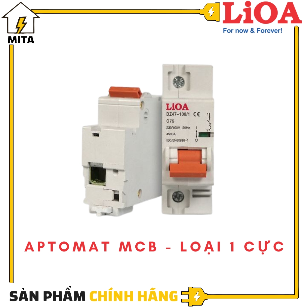 Cầu dao an toàn LIOA 1 Cực 6A đến 63A dòng cắt 4,5KA/10KA LIOA MCB1P