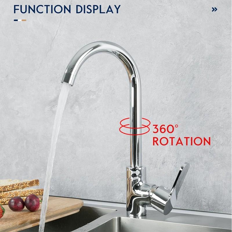 Bộ vòi rửa chén , rửa bát nóng lạnh bằng Inox 304 bóng cao cấp có thể xoáy 360 độ cho 2 chậu rửa