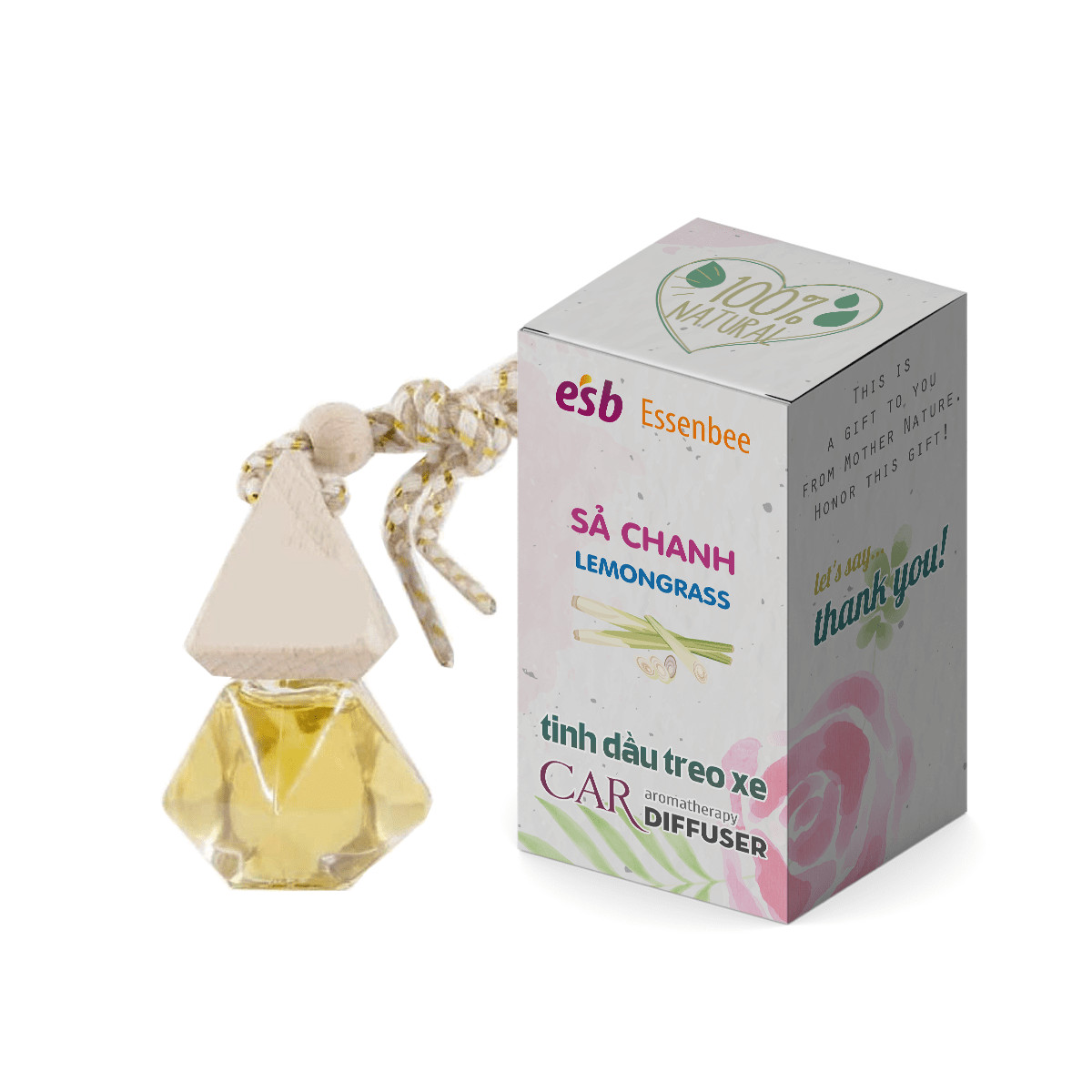 Tinh dầu Sả Chanh treo xe, treo tủ quần áo - Essenbee - 10ml