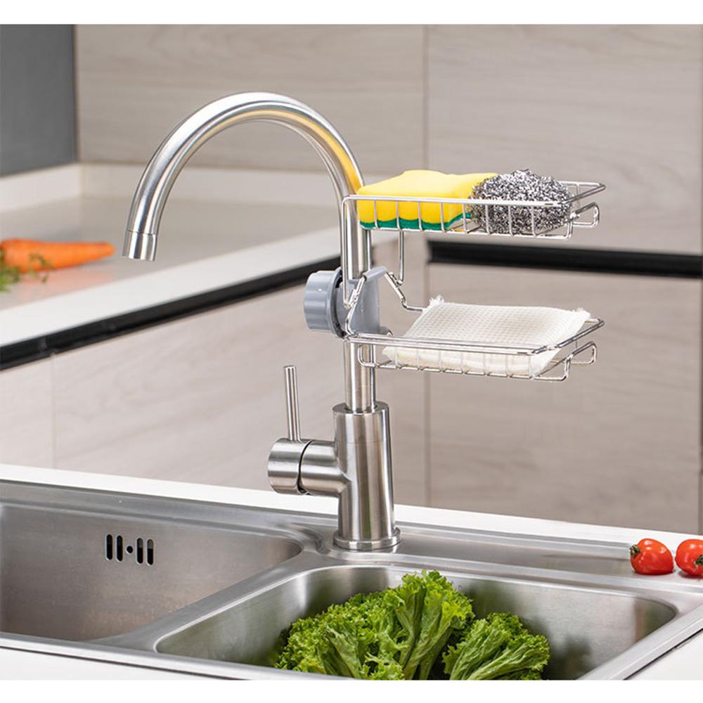 Giá đỡ nhỏ bằng thép không gỉ 2 ngăn có núm treo tường
