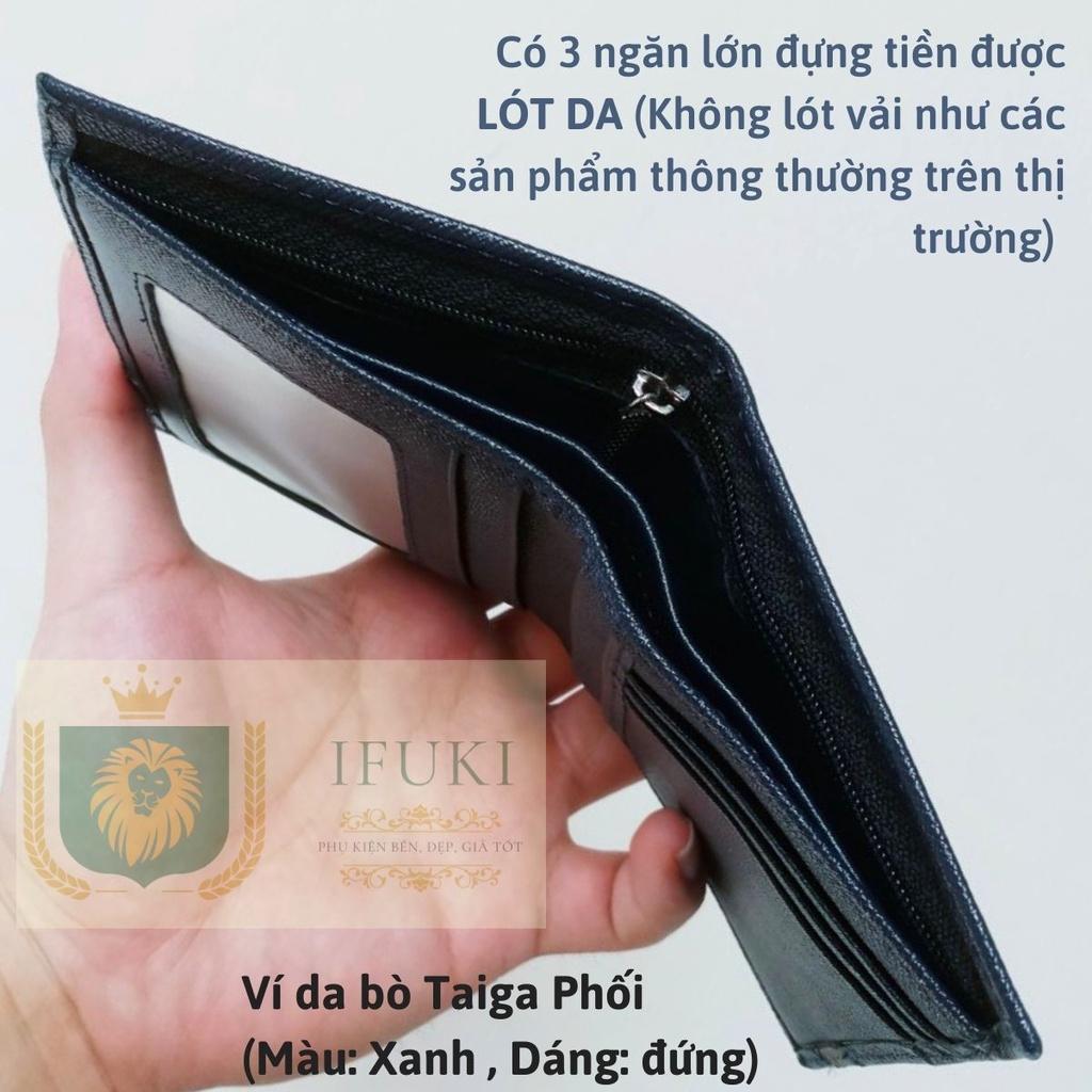 Ví nam đứng thời trang , làm từ da bò Taiga thật cao cấp , nhỏ gọn , đẹp , dùng đựng thẻ , đựng tiền - IFUKI