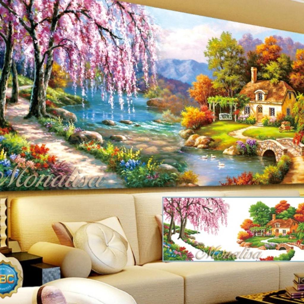 FreeShip từ 250K-Tranh đính đá Tổ ấm hạnh phúc Y8175 KT: 160x70cm