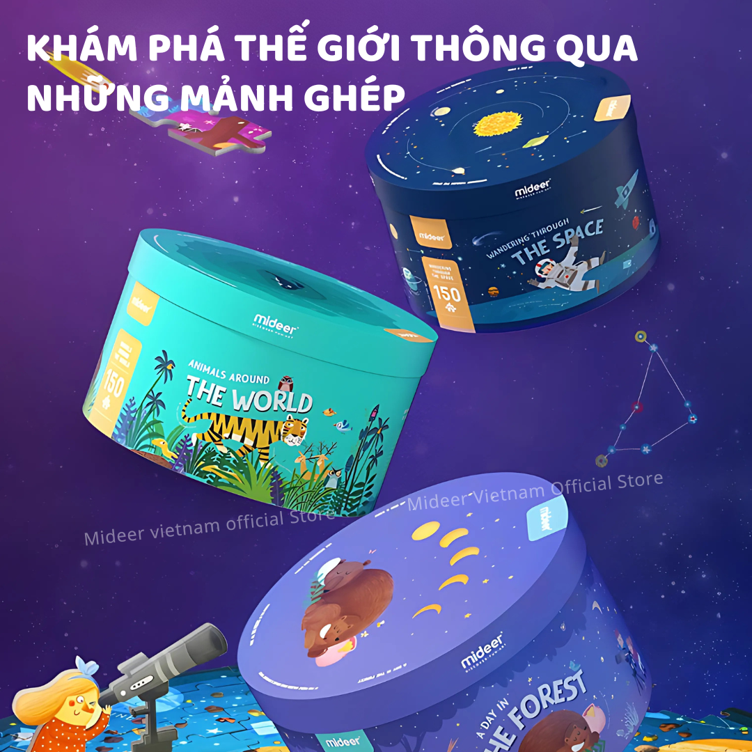 Ghép hình cho bé, tranh ghép Mideer 150P Round Puzzle, đồ chơi trí tuệ Cho bé 5 6 7 8 9+ Tuổi