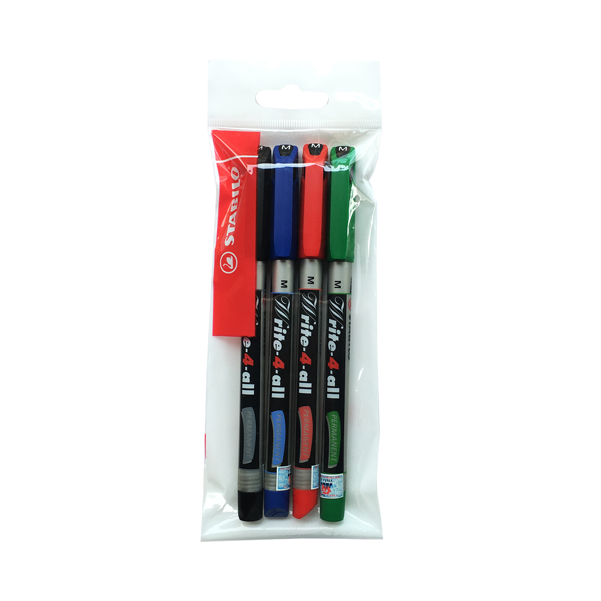 Bộ 4 Bút kỹ thuật STABILO Write-4-all PERMANENT xanh + đen + đỏ + xanh lá (AP-C4)