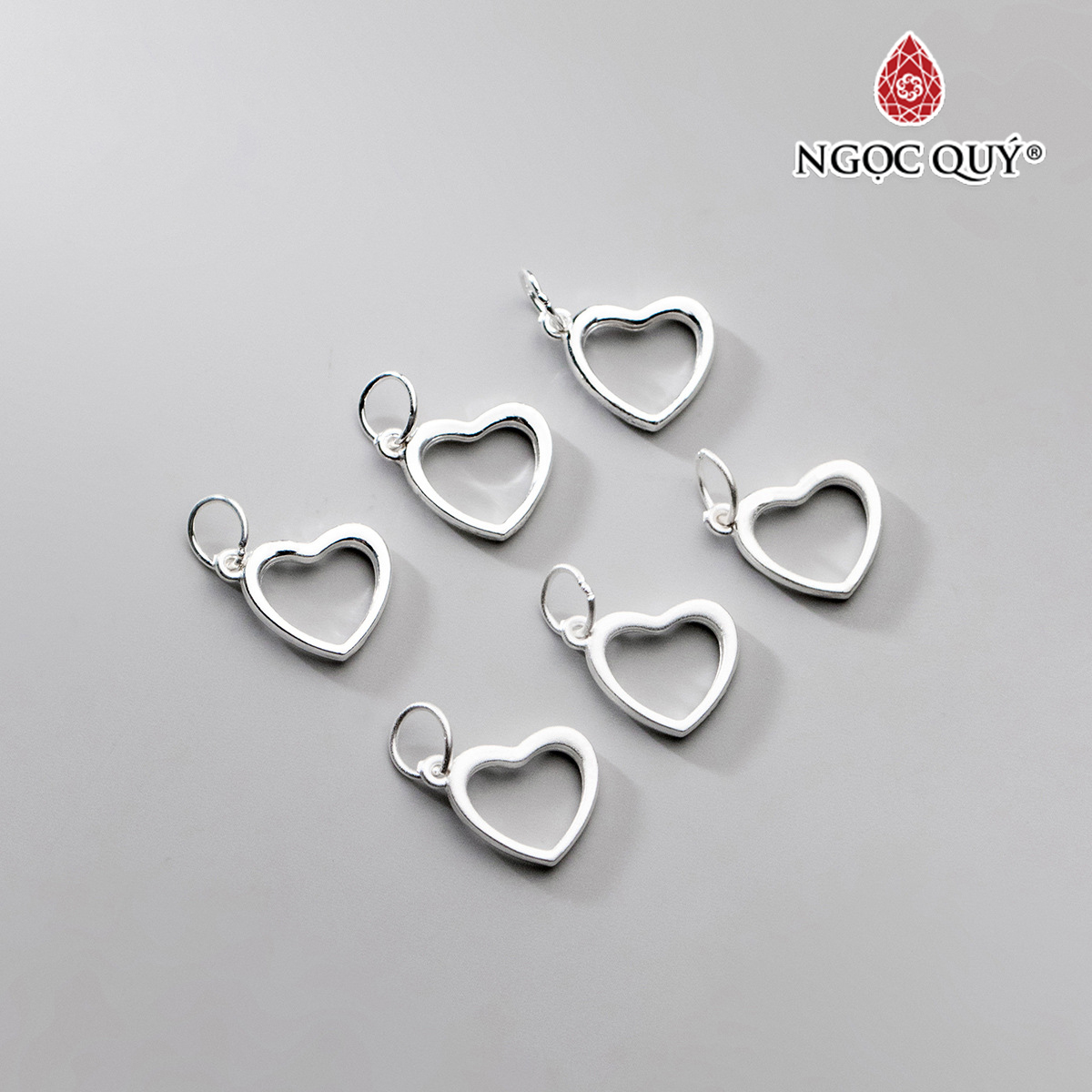 Charm bạc treo hình trái tim rỗng - Ngọc Quý Gemstones