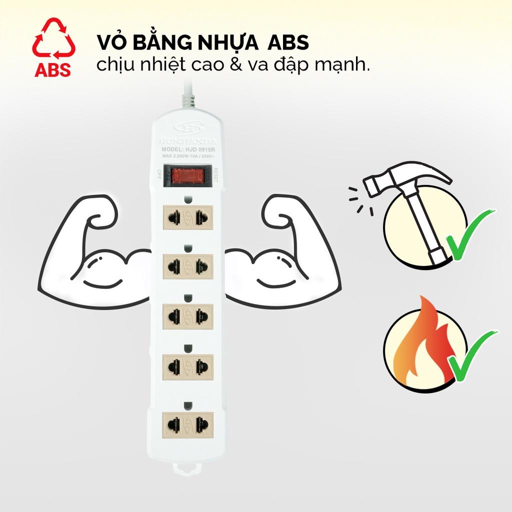Ổ cắm điện HJD 0944-10A Dây 5 mét - an toàn chống quá tải