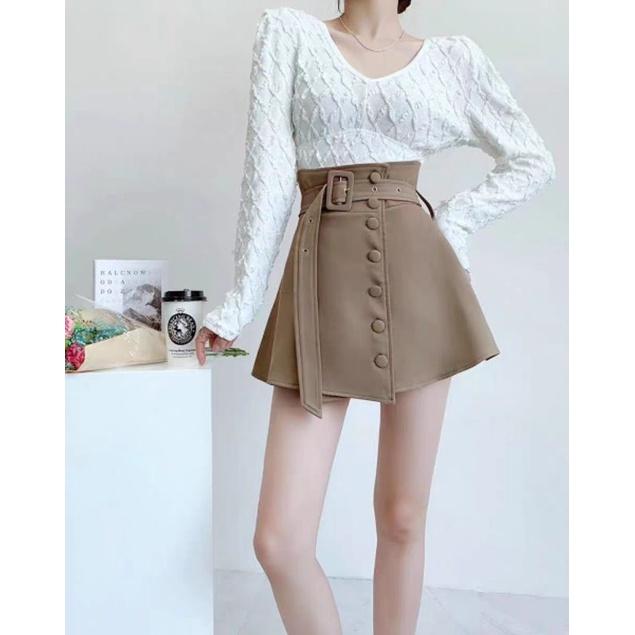 Chân váy khaki cài nút bọc thắt lưng, chân váy kaki siêu dày đẹp
