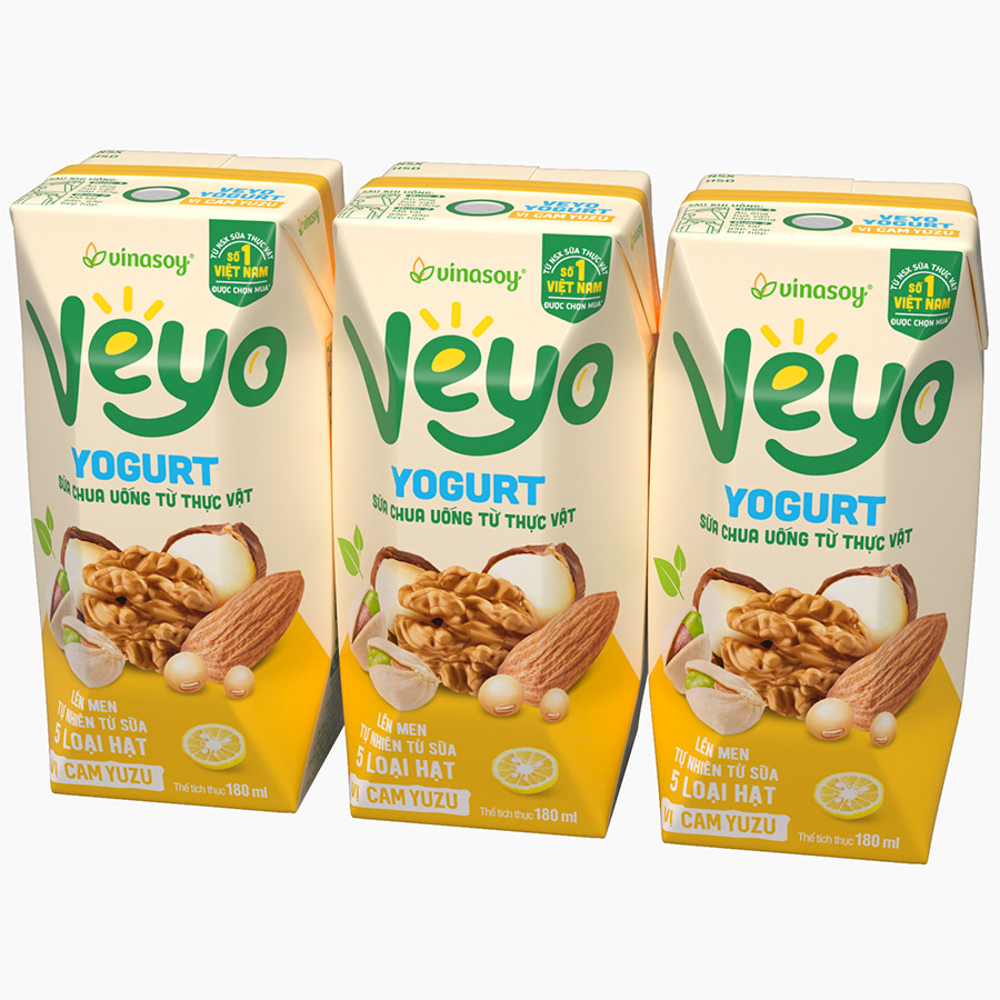 Thùng Sữa chua uống từ thực vật Veyo Yogurt ( 180ml x 30 Hộp) - Vị Cam Yuzu