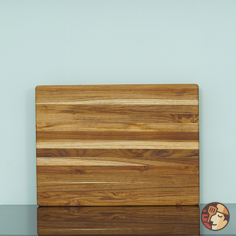 Thớt gỗ Teak Chef Studio cao cấp hình chữ nhật trơn, dày 3.8 cm dùng cho cắt thái, trang trí và băm chặt nhẹ