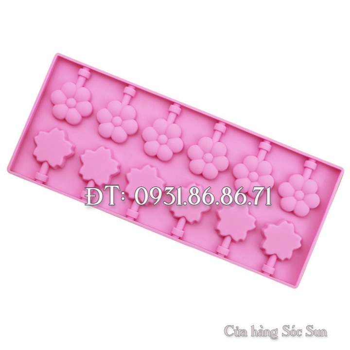 Khuôn silicon 12 hoa sakura, hoa mai - Mã số 1315
