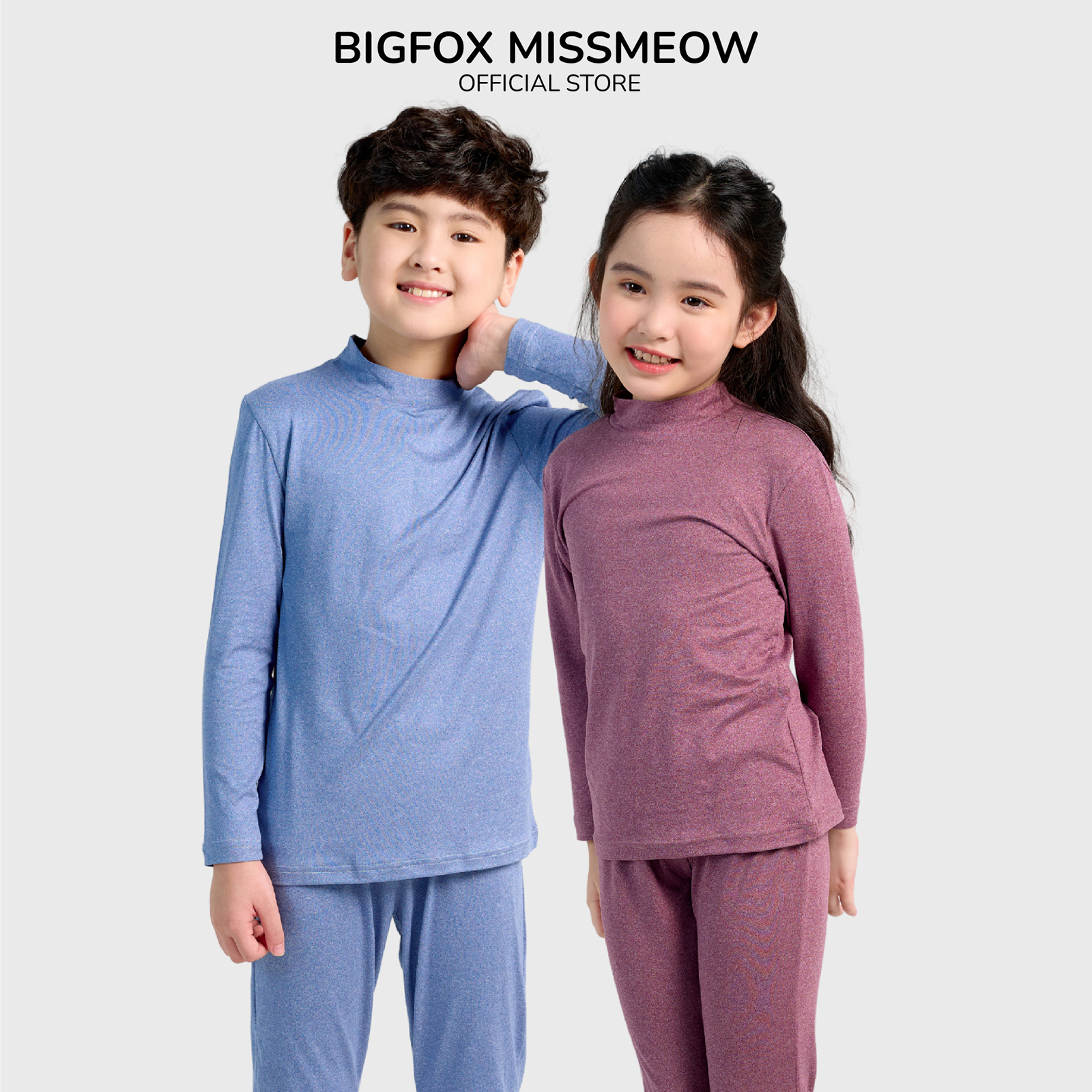 Bộ giữ nhiệt bé trai bé gái BIGFOX MISS MEOW, bộ dài tay cho bé mặc mùa đông size trẻ em 3,4,5,6,7,..11,12,13,14,15 tuổi