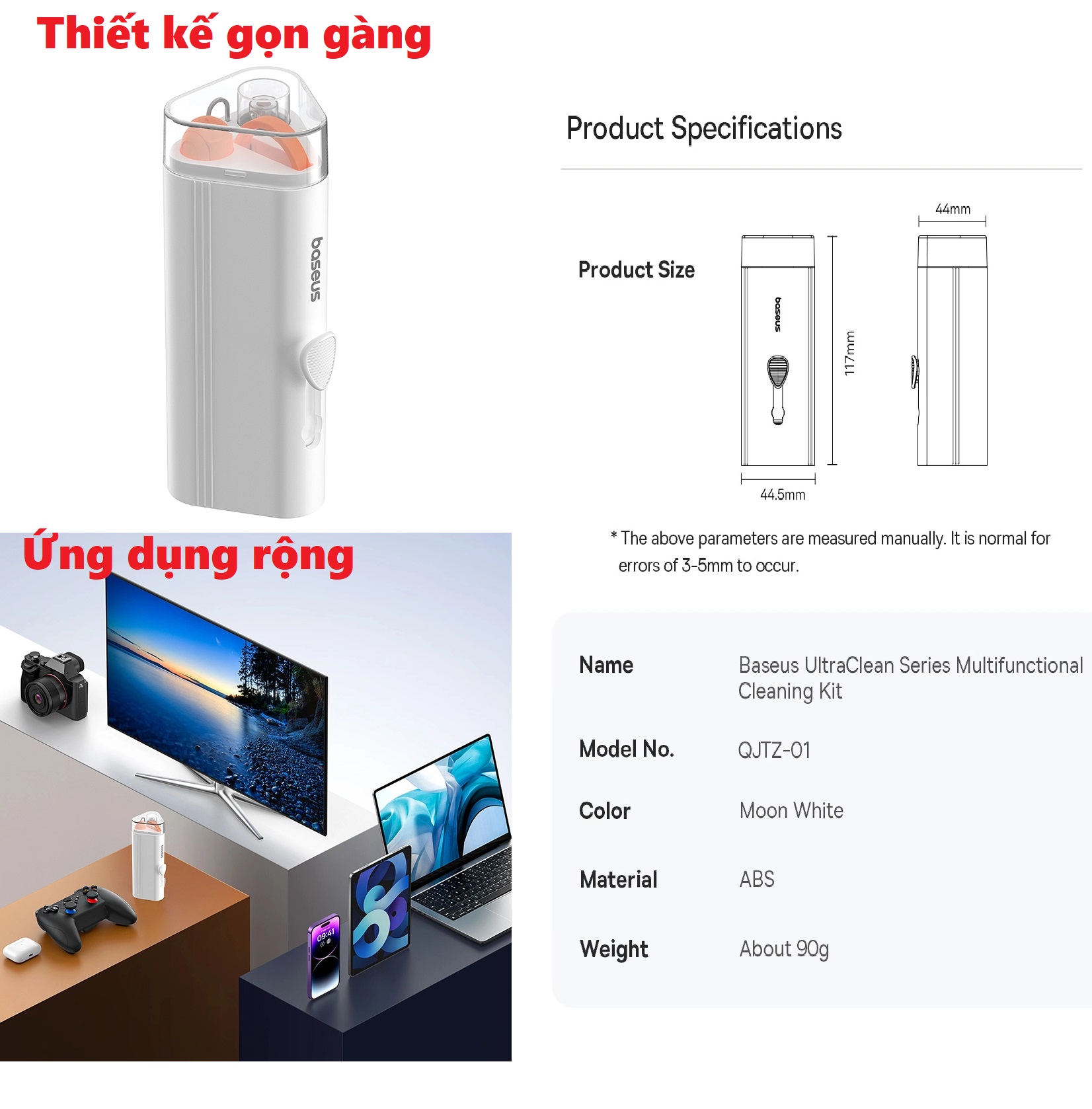 Bộ dụng cụ vệ sinh bàn phím laptop điện thoại tai nghe Baseus UltraClean QJTZ-01 _ Hàng chính hãng